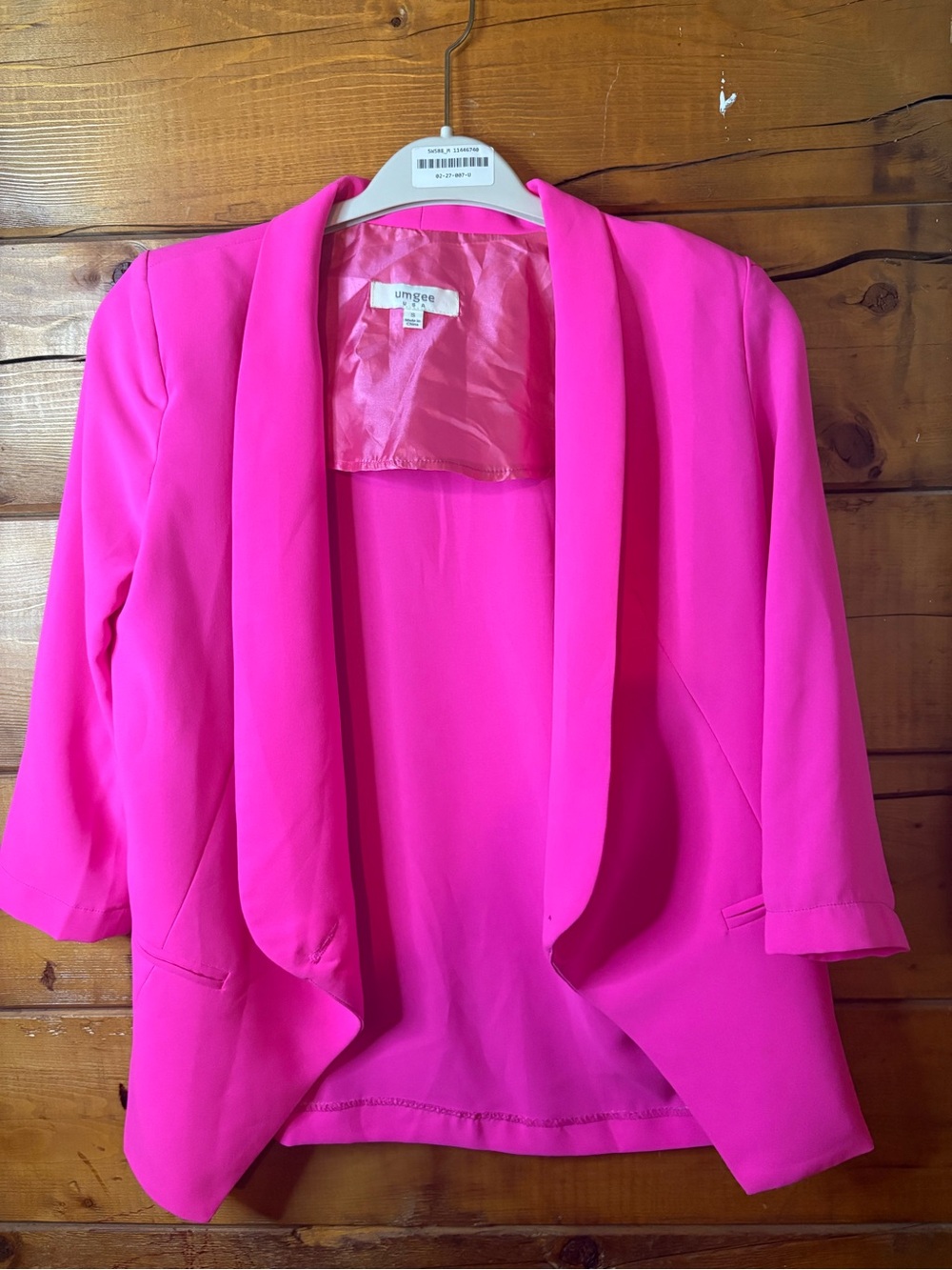 Umgee Hot Pink Open Front Blazer